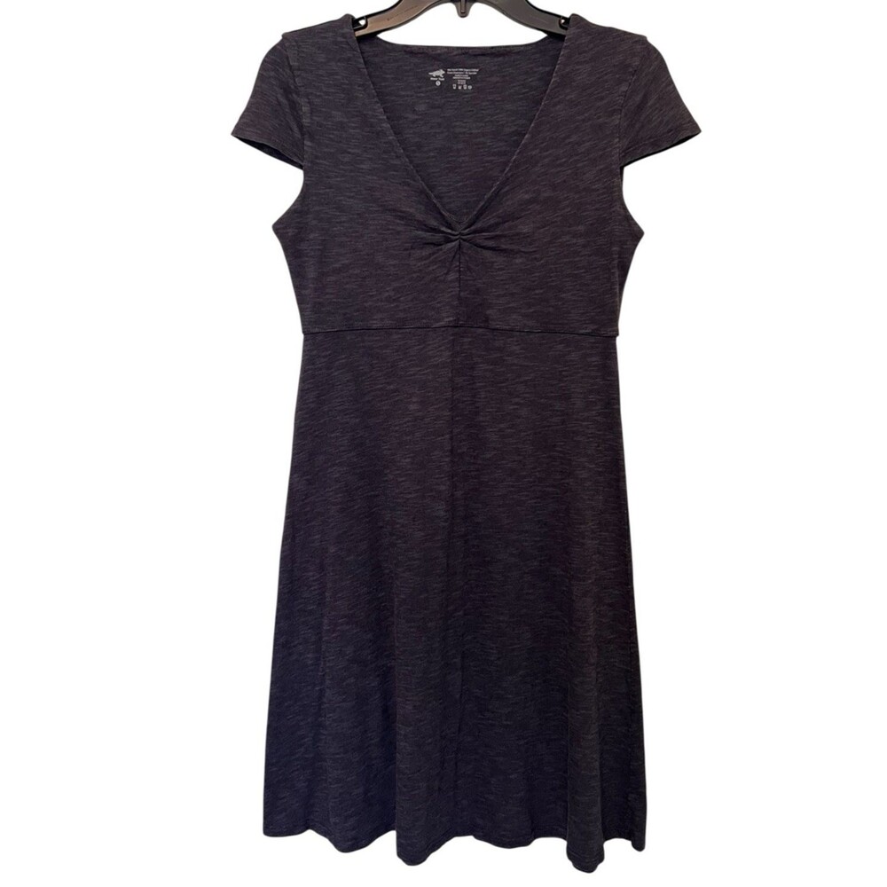 HORNY TOAD (Toad&Co) Heather Gray Rosemarie Dress V-Neck Organic Cotton Sz Small